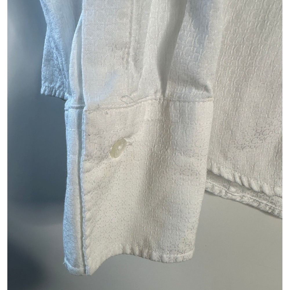 Carolina Herrera White Button Down Shirt Jacquard Logo Pattern Sz 8 Quiet Luxury - Picture 9 of 13
